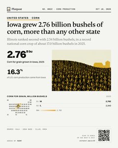 Thumbnail: Iowa grew 2.76 billion bushels of corn, more than any other state